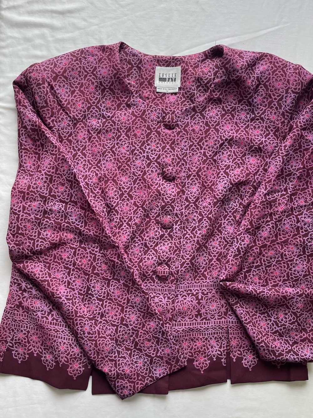 Leslie Fay Pink and Purple Floral Button-Front Women’s Top
